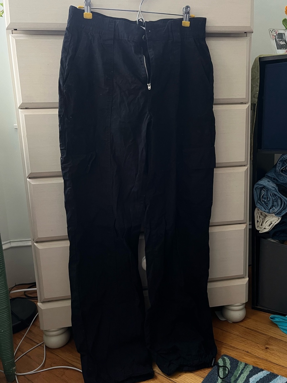 Women's Black Cargo-Style with Drawstring Waist